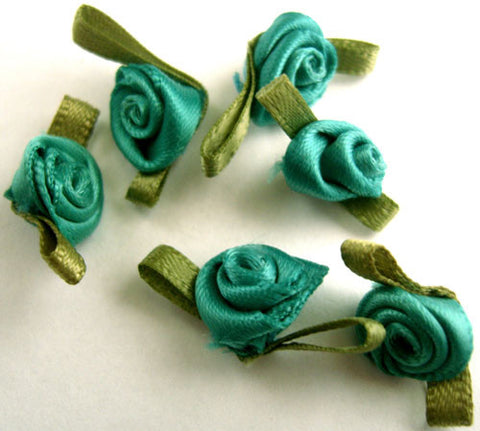 RB249 24mm Jade Green Satin Ribbon Rose - Ribbonmoon