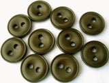 B1129 11mm English Forest Green Soft Sheen 2 Hole Button - Ribbonmoon