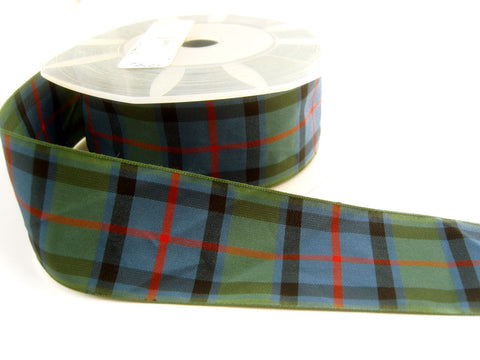 R1250 38mm Blue, Black, Green and Red Tartan Ribbon, Wire Edge