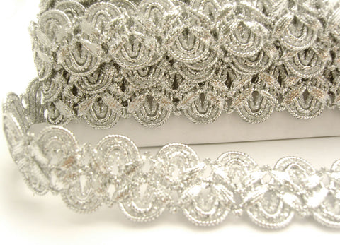 FT2226 27mm Silver Metallic Lurex Braid Trimming