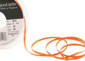 R3068 3mm Orange Delight Double Face Satin Ribbon by Berisfords