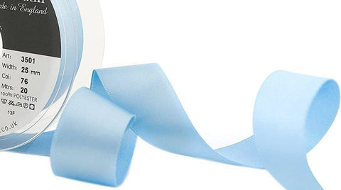 R3627 25mm Cornflower Blue Double Face Satin Ribbon by Berisfords