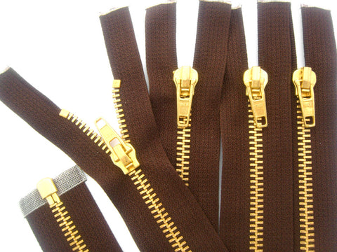 Z5276 61cm Dark Brown with Brass Teeth No.5 Open End Zip