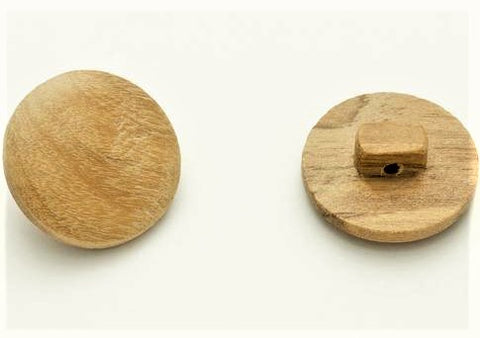 B12819 22mm Pine Wood Lightly Domed Surface Shank Button