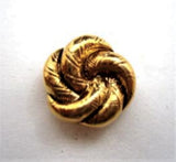 B14455L 15mm Antique Gold Gilded Polyester Shank Knot Button