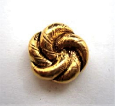 B14455L 15mm Antique Gold Gilded Polyester Shank Knot Button