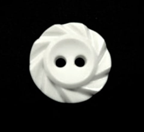 B15516 15mm White Matt Centre Chunky Fluted Edge 2 Hole Button