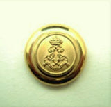 B6621 15mm Gold Domed Metal Blazer Button with a Coat of Arms Design