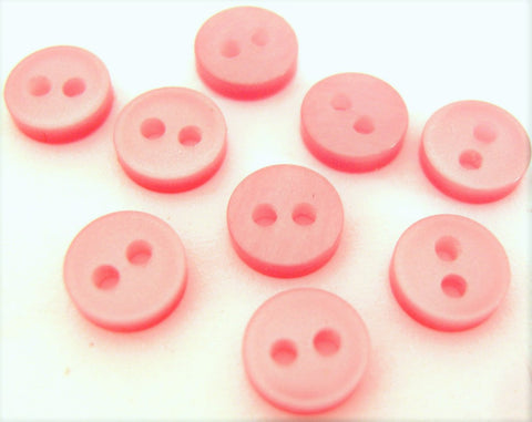 B8512 6mm Candy Pink Polyester Small 2 Hole Dolls Button