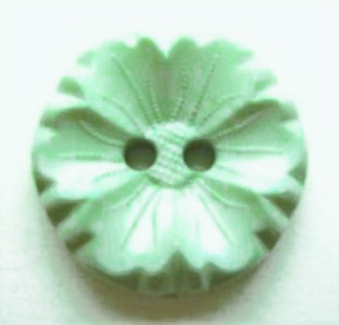 B9024 19mm Misty Green Flower Shaped 2 Hole Button