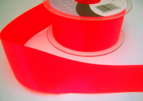 R3005 10mm Deep Fluorescent Pink Double Faced Satin Ribbon by Berisfords