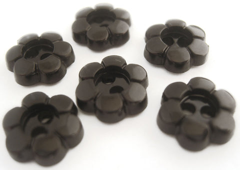 B14059 11mm Black Glossy 2 Hole Daisy Button