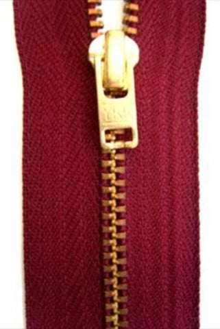 Z4873 YKK 18cm Pale Burgundy Closed End No.5 Zip with Brass Teeth - Ribbonmoon