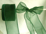 R1731 54mm Holly Green Sheer Ribbon with Wired Borders - Ribbonmoon