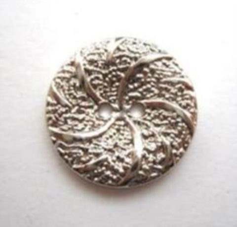 B12692 19mm Silver Gilded Poly Textured 2 Hole Button - Ribbonmoon