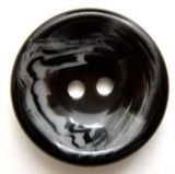 B6943 20mm Black with a Tonal White Swirl High Gloss 2 Hole Button - Ribbonmoon