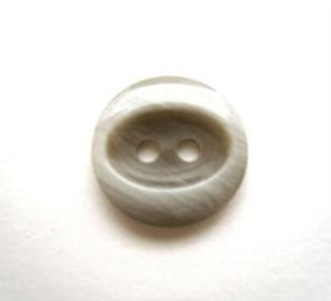 B7974 14mm Frosted Pale Grey Glossy Oval Centre 2 Hole Button - Ribbonmoon