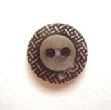 B8106 12mm Stone Brown and Natural Grey Textured Rim 2 Hole Button - Ribbonmoon