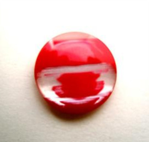 B14107 17mm Geranium Red and Pearl Polyester Shank Button - Ribbonmoon