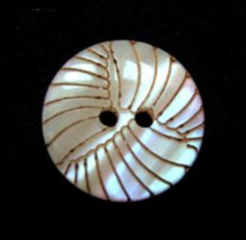 B16229 18mm Shell Iridescent Button with an Engraved Brown Pattern - Ribbonmoon