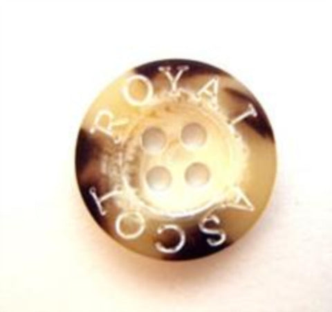 B6709 15mm Aaran Bone Sheen 4 Hole Button, Engraved Lettered Rim - Ribbonmoon