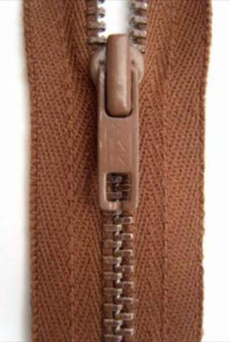 Z4928 YKK 25cm Mid Brown Closed End Zip No.2 Metal Teeth - Ribbonmoon