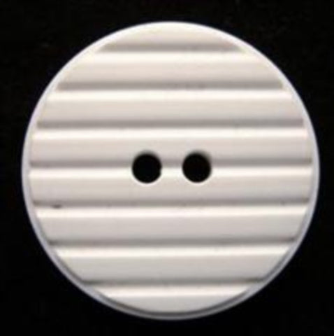 B6313 23mm White Soft Sheen 2 Hole Button, Groove Stripes - Ribbonmoon