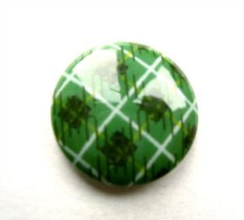 B11512 18mm Green Tartan Design Glossy Shank Button - Ribbonmoon