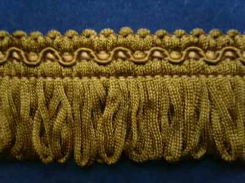 FT1483 36mm Golden Olive Looped Fringe on a Decorated Braid - Ribbonmoon