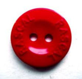 B7011 16mm Red Gloss 2 Hole Button, Rasied Lettered Rim RASCAL - Ribbonmoon