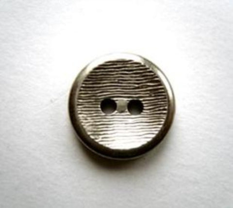 B17144 15mm Silver Light Metal Alloy Textured 2 Hole Button - Ribbonmoon