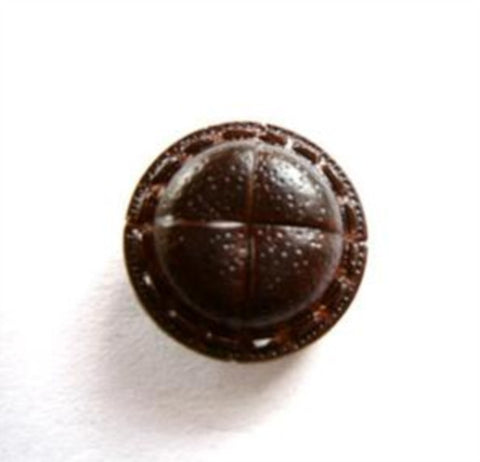 B13911 16mm Deep Chestnut Brown Leather Effect Shank Button - Ribbonmoon