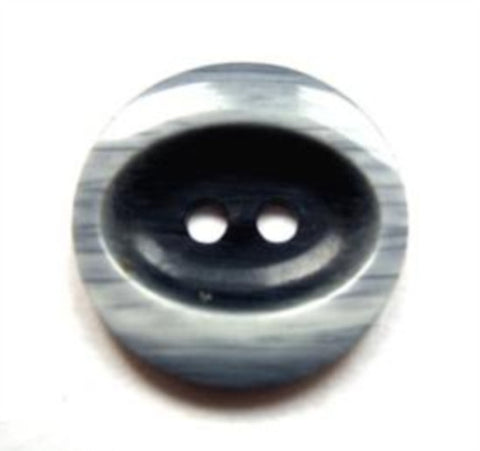 B16063 19mm Frosted Charcoal Glossy Oval Centre 2 Hole Button - Ribbonmoon