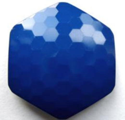 B17629 28mm Dark Royal Blue Honeycomb Hexagon Shape Shank Button - Ribbonmoon