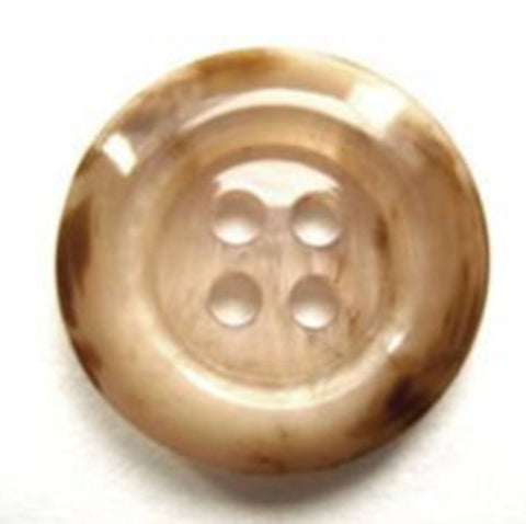 B7198 20mm Brown and Natural Aaran High Gloss 4 Hole Button - Ribbonmoon