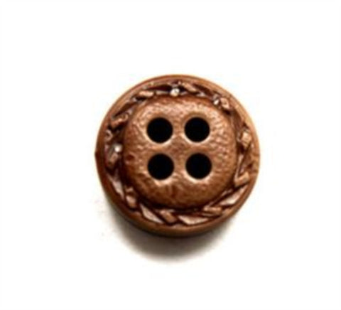 B16128 14mm Pale Brown Leather Effect 4 Hole Button - Ribbonmoon