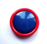 B12460 18mm Red and Dark Royal Blue Glossy Shank Button - Ribbonmoon