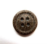 B16251 15mm Dark Brown Speckled Wood Effect Sheen 4 Hole Button - Ribbonmoon