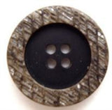 B6730 23mm Black and Stone Beige Textured Rim 4 Hole Button - Ribbonmoon