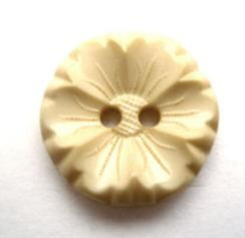 B9142 18mm Rich Antique Cream Flower Design 2 Hole Button - Ribbonmoon