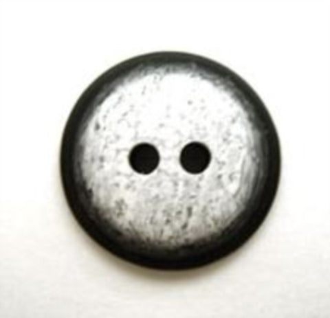 B6758 15mm Black and Frost White Domed Soft Sheen 2 Hole Button - Ribbonmoon