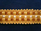 FT316 22mm Deep Honey Gold, Brown and Pearl White Braid Trim - Ribbonmoon