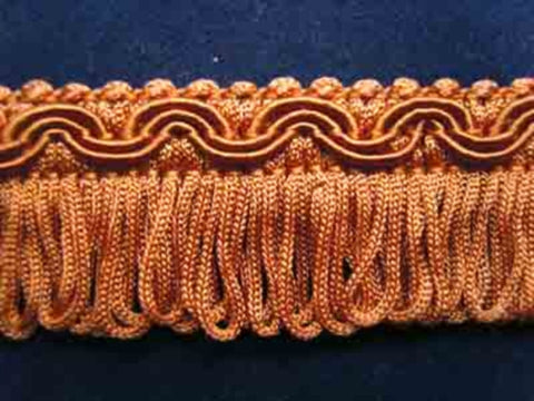 FT880 27mm Pale Walnut Brown Looped Fringe on a Decorated Braid - Ribbonmoon