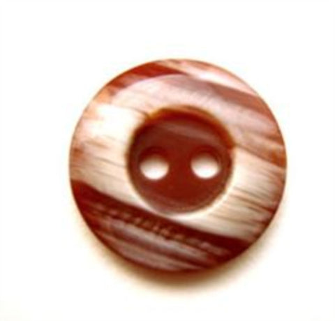 B14019 17mm Frosted Russet Brown Semi Pearlised 2 Hole Button - Ribbonmoon