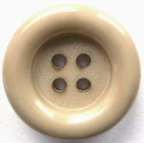 B1370 23mm Beige Matt Centre 4 Hole Button, Rounded Gloss Rim - Ribbonmoon