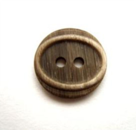 B11610 15mm Frosted Dark Brown Matt Oval Centre 2 Hole Button - Ribbonmoon