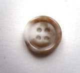 B16712 15mm Beige and Natural White Faux Horn Gloss 4 Hole Button - Ribbonmoon