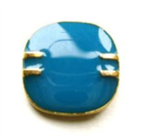 B10644 20mm Bright Kingfisher, Gilded Gold Enamel Effect Shank Button - Ribbonmoon