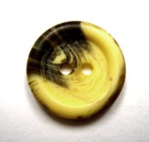 B15329 18mm Primrose and Black Bone Sheen 2 Hole Button - Ribbonmoon