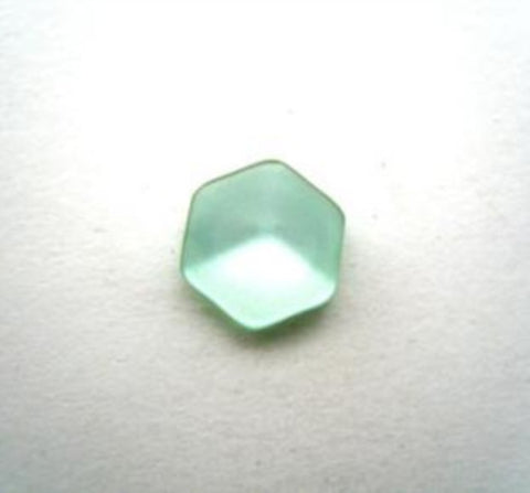 B14326 11mm Aqua Pearlised Polyester Hexagonal Shank Button - Ribbonmoon